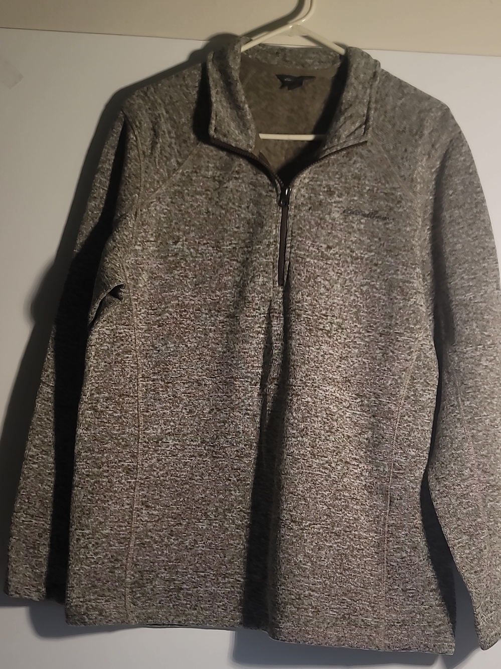 Eddie Bauer Heathered Gray Quarter-Zip Jacket